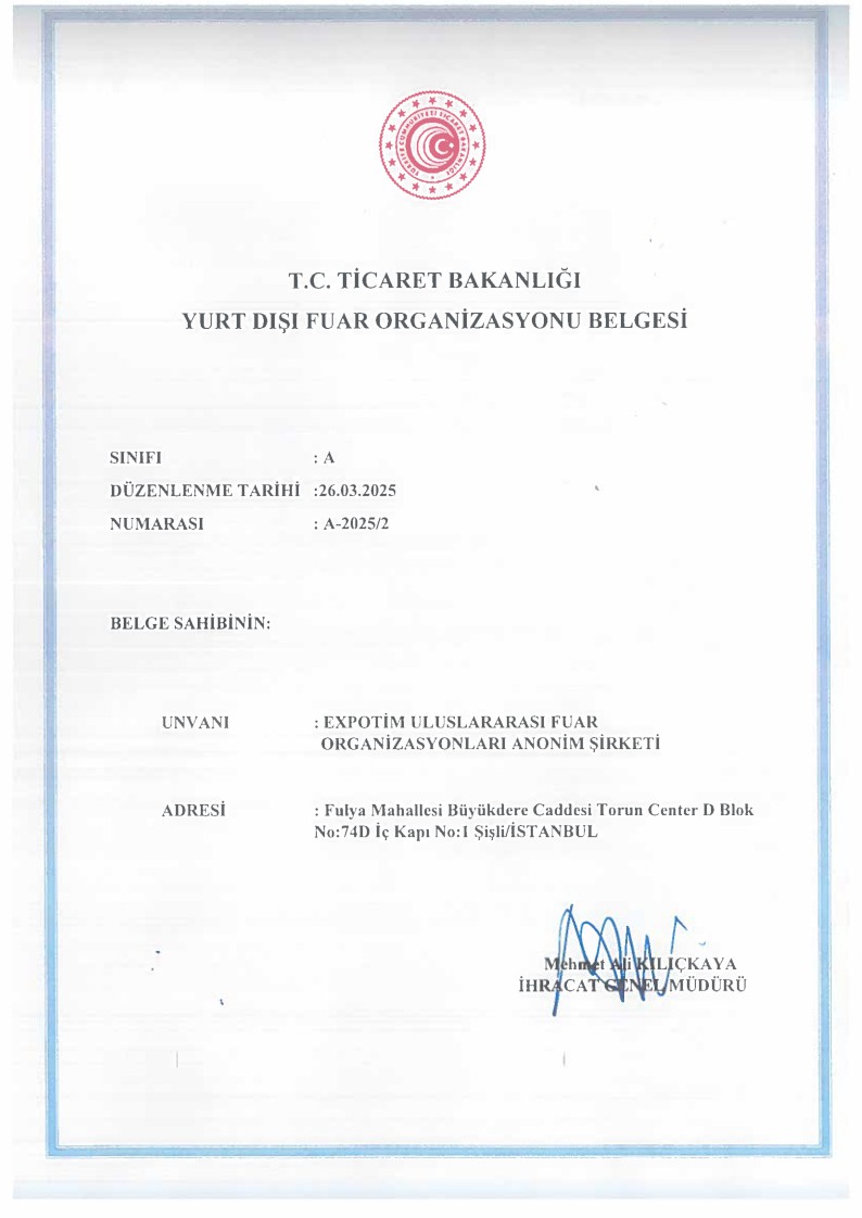 international fair organization certificate